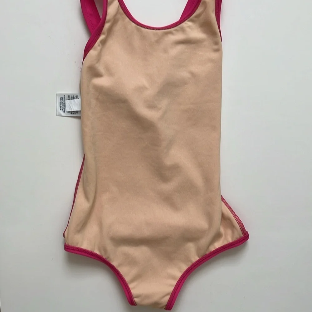 Land’s End Girls 8S Solid Pink Racerback Swimsuit Lined One Piece Swim Suit - Picture 5 of 5